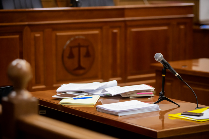 Microphone in the courtroom of court